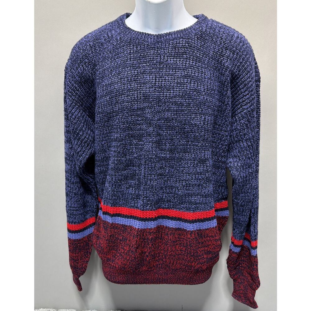 Wrangler Jeans Sweater Men's Large Vintage Color Block Knit Acrylic Sweatshirt